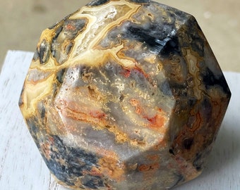 Crazy Lace Agate Carved Diamond, Crystals Paper Weight
