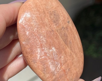 Peach Moonstone XL Flat Palmstone Medallion Crystal (284)