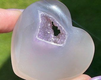 Jelly Agate Crystal Heart with Lavender Druzy (49)
