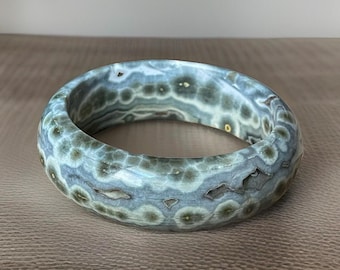Kabamby Ocean Jasper Hard Bangle – Layering Jewelry, Stacking Crystal Bracelet, Unique Collector’s Jewelry