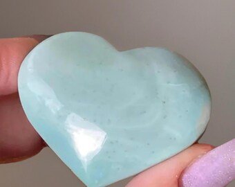 High Quality Turquoise Green Flower Agate Heart - Unique Crystal Gift