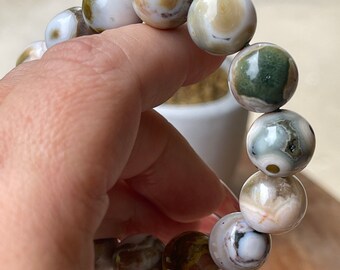 8th Vein Ocean Jasper Bracelet Big beads, Orbicular Ocean Jasper, old stock, collectors edition