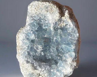 Blue Celestite Cluster From Madagascar, Gemmy Statement Celestine Specimen