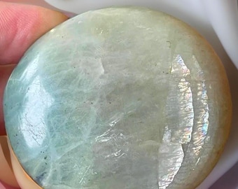 Garnierite Green Moonstone Palmstone Pocket Crystal Rainbow Flash - No.98