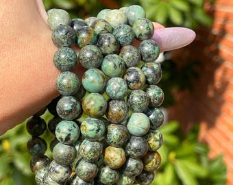 Turquoise Nugget Bead Stretch Bracelet - 10mm Beads, Natural Turquoise Gemstone Jewelry