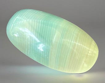Stunning Calcite Aqua Green Gemmy cabochon - Flat back Oval Palm stone Old Stock
