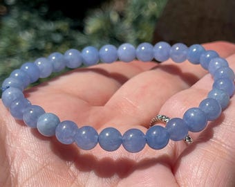 Colorado Aquamarine Bracelet 6mm Beads, Natural Gemstone Bracelet, Rare Mt Antero Blue Beryl Crystal Bracelet, Aquarius Pisces,Throat Chakra