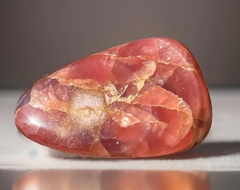 Jelly Rhodochrosite Gemmy Large Freeform, Deep Pink Gel Rhodochrosite Crystal Specimen