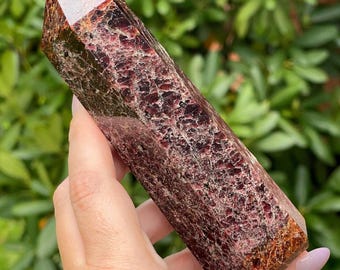 Garnet XL Tower: Rare Collectible Crystal, Shades of Garnet Gemstone Statment Point