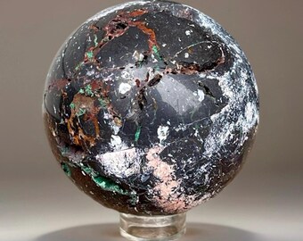 Black Emerald Sphere • Rare Unique Crystal Find gift •Black Chaos Emerald Ball - #89 • One of a kind Black Crystals