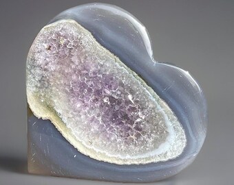 Amethyst Agate Statement Heart with Rainbows • AAA Grade Crystal Carving • Unique Natural Gift