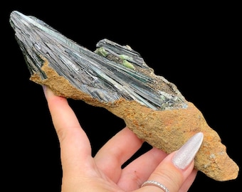 Vivianite & Ludlamite Specimen - 8 inch, Gemmy Blue-Green Vivianite Crystals with Ludlamite - Cabeça do Cachorro Claim Brazil