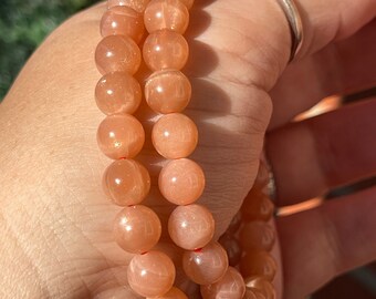 Peach Sunstone Bracelet , AAA Grade Crystal HQ Incredible Rare Crystal Find