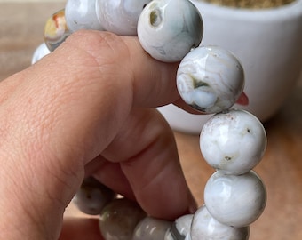 8th Vein Ocean Jasper Bracelet Big beads, Orbicular Ocean Jasper, old stock, collectors edition