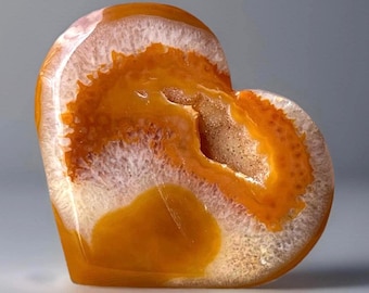 Carnelian Agate Druzy Heart Slab Carving