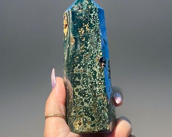 7th Vein Ocean Jasper Druzy Tower, Druzy Ocean Jasper Madagascar vein