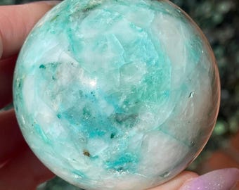 Chrysocolla in Quartz High Quality Large Sphere (90)