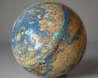 Azurite Malachite Sphere, Rare Copper ore Crystal Orb, Blue & Green Mineral Ball ( 84)