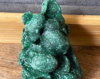 Velvet Malachite Mineral Specimen: Sparkling Fibrous Crystal Malachite