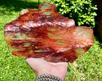 Fire Quartz XLarge Slab Natural with Rainbows High Quality, AAA Grade Collectors Edition Statement Crystal Gift, #70