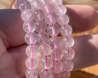 Mozambique Rose Quartz Bracelet 7mm - Heart Chakra - No. 208