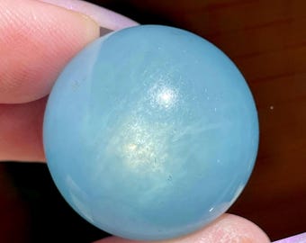 Aquamarine Sphere with a silver flash, Blue gemmy aquamarine ball, AAA Grade Aquamarine