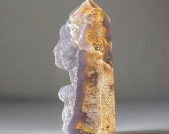 Botryoidal Purple Chalcedony Tower: Unique Home Decor, Natural Purple Grape Agate Specimen