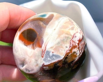 Black Ocean Jasper Sphere, Unique Natural Crystal ball