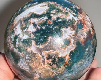 Pink Moss Agate in Ocean Jasper XL Sphere