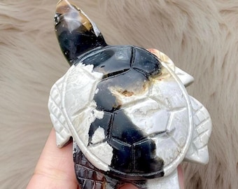 Volcano Agate Sea Turtle Sculpture:  UV Reactive Beach House Decor