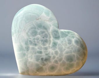 Larimar Polished Heart , Crystal Heart, Valentines Day Crystal Gifts, Dominican Republic Larimar Carvings