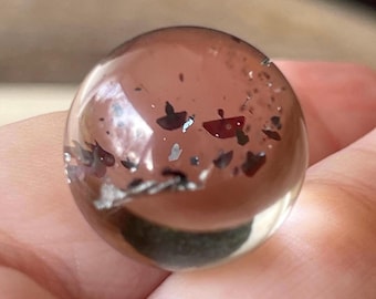 Hematite Included Quartz Sphere, HQ Specular Hematite Quartz Small Orb, Rare Red Flake Quartz Crystal