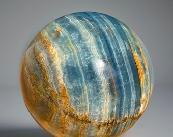 Blue Onyx XL Sphere AAA Grade Quality Crystals, Banded onyx Statement Ball