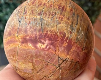 Cherry Creek Jasper Sphere – Natural Polished Colorful Jasper Specimen Orb 70mm (56)