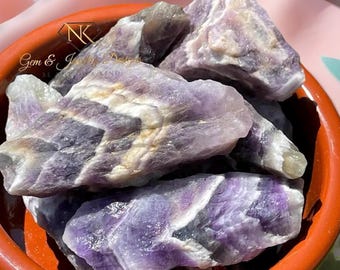 Dream Chevron Amethyst Rough • Natural Raw Crystal Stone • Crystal gifts for Beginners