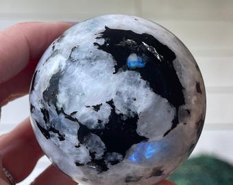Rainbow Moonstone Sphere, Flashy Statement Large Crystal Ball