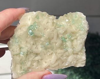 Stilbite in Zeolite Green Apophylite Specimen, Unique Natural Crystals - #97