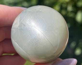 Sage Green Moonstone Sphere, Energy Crystal, Natural Silky Green Moonstone Sphere, Meditation Crystal Rocks