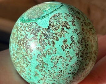 Turquoise Sphere, Natural Scenic Landscape Crystal Ball, Polished Gemstone Specimen (472)