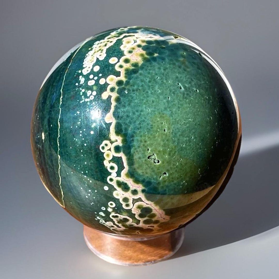 Kabamby Ocean Jasper Sphere, Madagascar Vein Orbicular Ocean