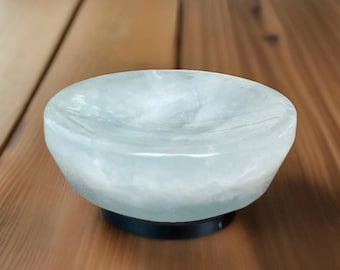 Aquamarine Bowl • Sky Blue Crystal Dish • Natural Rare Gemstone Trinket Bowl