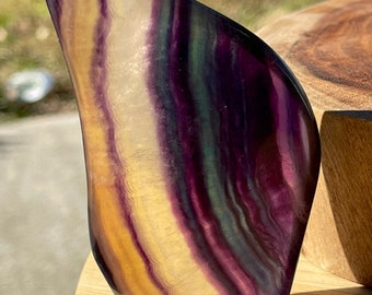 Fluorite Flame | Fluorite Slab, slice, Freeform | Rainbow Fluorite Carvings | AAA Crystals, Home Decor, Valentine’s Day gift