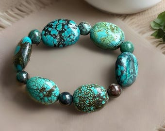 Turquoise Natural XXL Nugget Bead High Quality Bracelet - No. 64