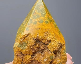 Kabamby Ocean Jasper Top Polished Pyramid, Marovato Vein Polished & Rough Stone, Madagascar Orbicular Jasper, Collectible Crystal (436)