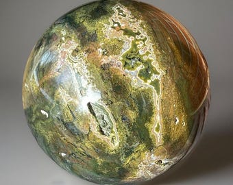 Ocean Jasper XL Sphere, Natural Pink & Green Sea Jasper Specimen (433)