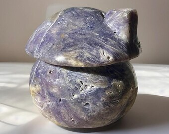 Tiffany Stone XL Mushroom House Sculpture • Purple Bertrandite Opalized Fluorite • Purple Passion Beryllium • Ore Bertrandite • Purple Opal