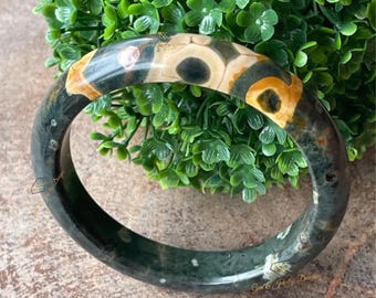 KABAMBY Ocean Jasper Bangle Bracelet Old Mine, Orbicular Ocean Jasper old stock collectors edition jewelry