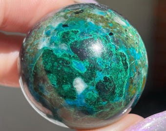 Chrysocolla in Quartz High Quality Sphere, Quantum Quattro Crystal Ball (476)