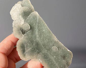 Botryoidal Apophyllite on Chalcedony Basalt – Rare Bubble Apophyllite Zeolite Crystal – Collector Mineral Specimen