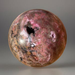 Cobalto Calcite with Purple Druzy & Dendritic Inclusions Sphere, Collector’s Congo cobaltoan calcite, HQ Crystals A Must-Have Collectible
